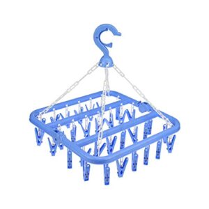 laundry hangers with 32 clips,clothespin rack foldable laundry drying rack drip hanger for drying socks,bras,towel,underwear,hat,scarf,pants,baby clothes,cloth diapers,gloves (blue)