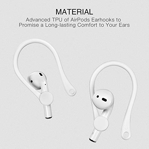 Ear Hooks Designed for Apple AirPods 1, 2, 3, Pro and Pro 2, ICARERSPACE AirPods Ear Hooks for Running, Jogging, Cycling, Gym - White