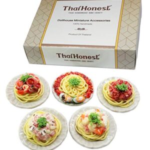 ThaiHonest Mixed 5 Assorted Spaghetti Dollhouse Miniature Food,Tiny Food