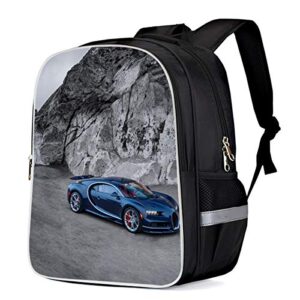 fangship boy car backpack,kid bags blue sports car on mountain teens backpack lightweight students bookbag 16'11'6.7