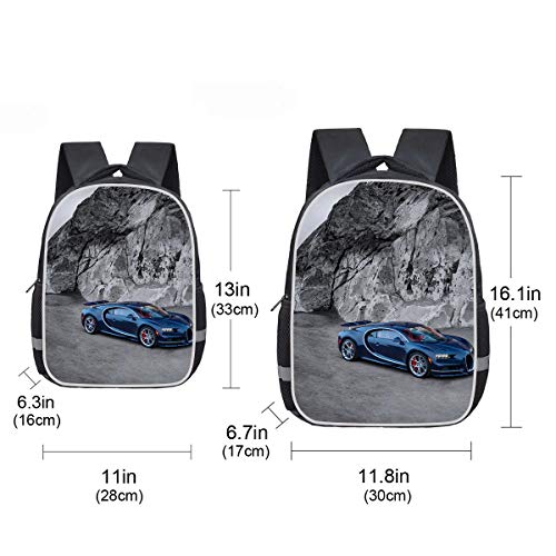 Fangship Boy Car Backpack,Kid Bags Blue Sports Car on Mountain Teens Backpack Lightweight Students Bookbag 16'11'6.7