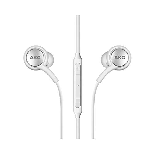 OEM Amazing 2019 Stereo Headphones for Samsung Galaxy S10 S10e S10 Plus Braided Cable - Designed by AKG - with Microphone (White) (Renewed)