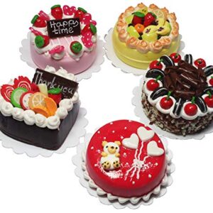 ThaiHonest Lovely Mixed 5 Assorted Cake Dollhouse Miniature Food,Tiny Food