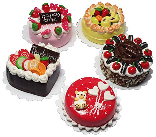 ThaiHonest Lovely Mixed 5 Assorted Cake Dollhouse Miniature Food,Tiny Food