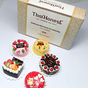 ThaiHonest Lovely Mixed 5 Assorted Cake Dollhouse Miniature Food,Tiny Food