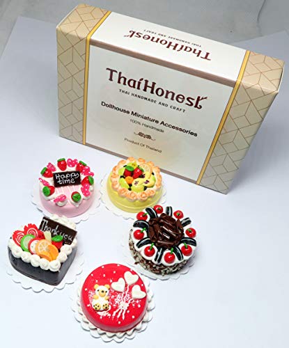 ThaiHonest Lovely Mixed 5 Assorted Cake Dollhouse Miniature Food,Tiny Food