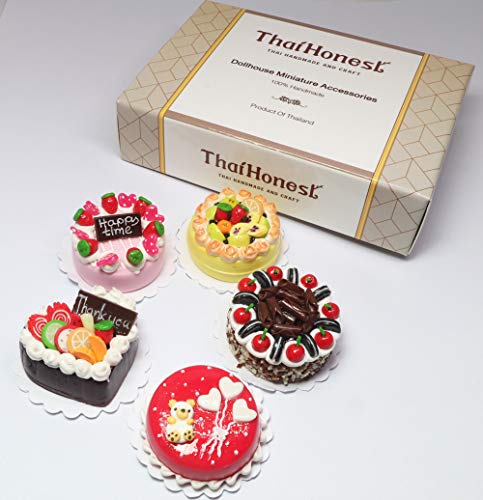 ThaiHonest Lovely Mixed 5 Assorted Cake Dollhouse Miniature Food,Tiny Food