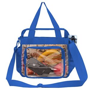 bagail clear bag stadium approved tote bag with front pocket and adjustable shoulder strap (blue)