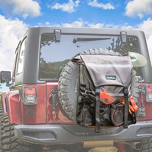 ALL-TOP Spare Tire Trash Bag, Heavy Duty Truck Tailgate Trash Bag, Cargo Storage Bag for Jeep, Truck, SUV or Car, Fit up to 40'' Tire (Rhino Grey)