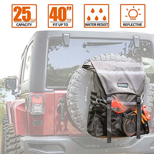 ALL-TOP Spare Tire Trash Bag, Heavy Duty Truck Tailgate Trash Bag, Cargo Storage Bag for Jeep, Truck, SUV or Car, Fit up to 40'' Tire (Rhino Grey)