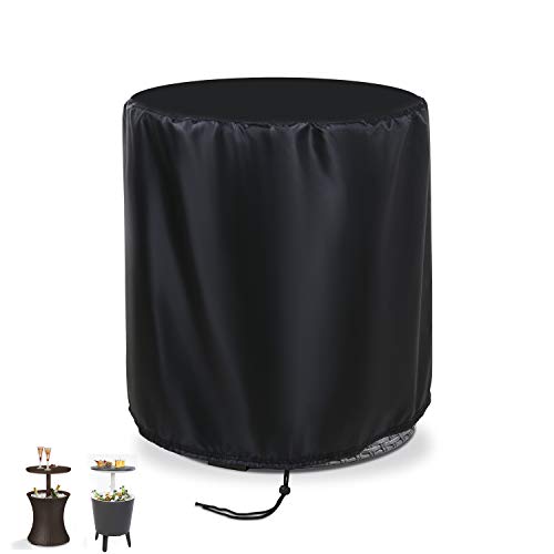 TheElves Patio Cooler Bar Table Cover Design for Keter 7.5-Gal Cool Bar Table, Outdoor Patio Round Beer Cooler Table Cover, Waterproof Barrel Cool Bar Table Cover, 21" D X 23" H, Black