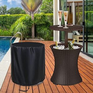 TheElves Patio Cooler Bar Table Cover Design for Keter 7.5-Gal Cool Bar Table, Outdoor Patio Round Beer Cooler Table Cover, Waterproof Barrel Cool Bar Table Cover, 21" D X 23" H, Black