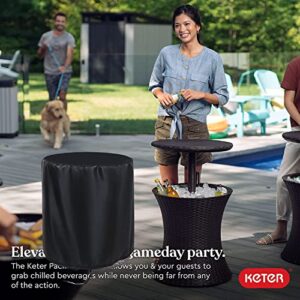 TheElves Patio Cooler Bar Table Cover Design for Keter 7.5-Gal Cool Bar Table, Outdoor Patio Round Beer Cooler Table Cover, Waterproof Barrel Cool Bar Table Cover, 21" D X 23" H, Black