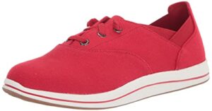 clarks womens breeze ave sneaker, red canvas, 10 wide us