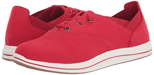 Clarks womens Breeze Ave Sneaker, Red Canvas, 10 Wide US