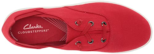 Clarks womens Breeze Ave Sneaker, Red Canvas, 10 Wide US