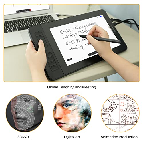 GAOMON PD1161 Drawing Tablet 11.6 Inch IPS Tilt Support Pen Display - Drawing Pad with 8 Shortcuts and 8192 Levels Battery-Free AP50 Stylus Black