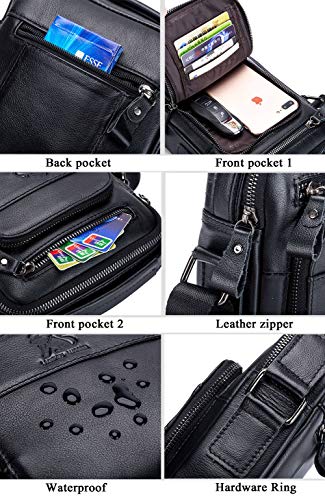 BAIGIO Men's Genuine Leather Shoulder Bag Messenger Briefcase CrossBody Handbag Satchel Travel bag
