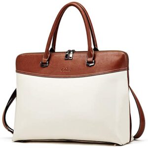 cluci leather briefcase for women 15.6 inch laptop business vintage slim ladies shoulder bag