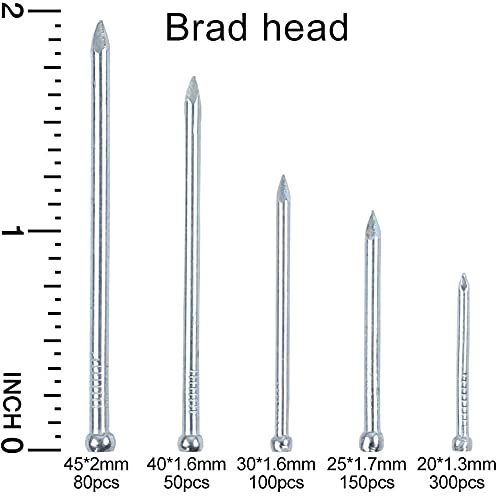 HongWay 1500pcs Hardware Nails Assortment Kit, Galvanized Nails Set, Assorted 12 Sizes Wire and Common Brad Nails Flat Nails Finishing Nails Wall Nails for Pictures Hanging Woodworking