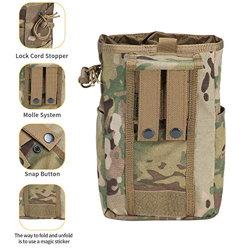 EXCELLENT ELITE SPANKER Molle Dump Pouch Drawstring Magazine Utility Pouch Folding Dump Pouch Waist Bag(Multicam)