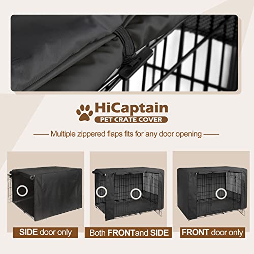 HiCaptain Folding Metal Dog Crate for Cover 42 Inch Wire Pet Cage (Black)