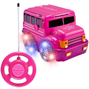 liberty imports my first rc car for girls - pink purple remote control 2ch racer vehicle for kids, toddlers (school bus)