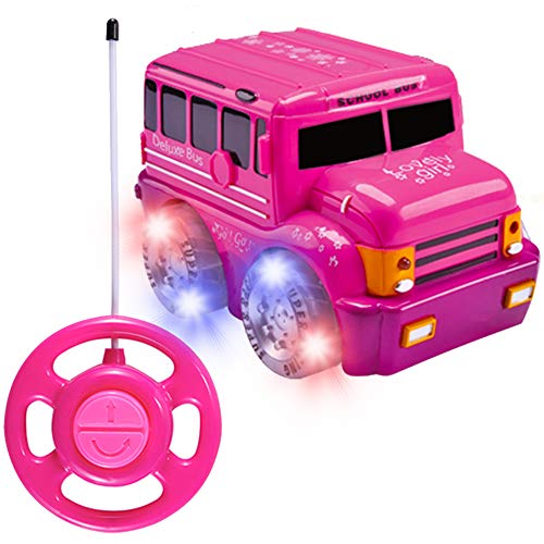 Liberty Imports My First RC Car for Girls - Pink Purple Remote Control 2CH Racer Vehicle for Kids, Toddlers (School Bus)