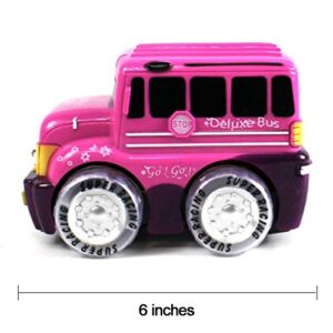 Liberty Imports My First RC Car for Girls - Pink Purple Remote Control 2CH Racer Vehicle for Kids, Toddlers (School Bus)