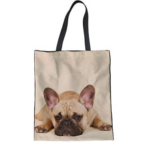 coloranimal womens big capacity shoulder shopping bag funny 3d animal pug dog print heavy duty reusable grocery handle purse