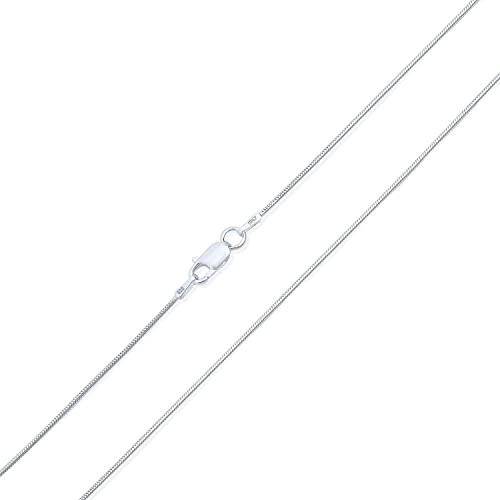 ARGENTO REALE 1MM- 2MM Sterling Silver Round Snake Chain Necklace- Solid Sterling Silver Italian Chain For Pendants, Flexible 925 Snake Chain, 16-30 Lobster Clasp