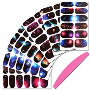 SILPECWEE 6 Sheets Starry Sky Galaxy Nail Polish Strips Self Adhesive Nail Wraps Nail Polish Stickers for Women Nail Art Stick on Nails with 1pc Nail File