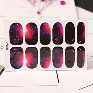 SILPECWEE 6 Sheets Starry Sky Galaxy Nail Polish Strips Self Adhesive Nail Wraps Nail Polish Stickers for Women Nail Art Stick on Nails with 1pc Nail File