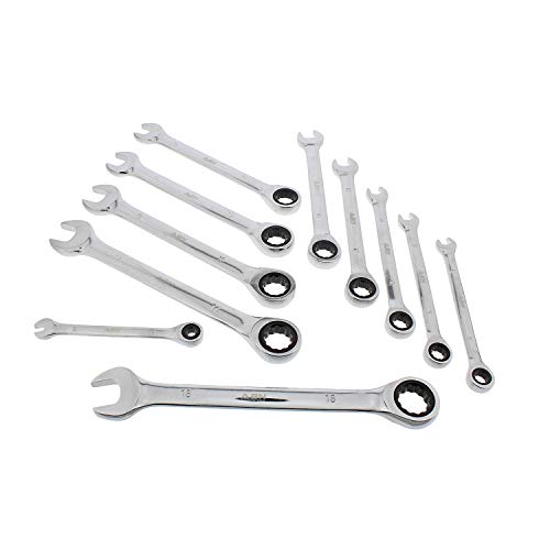 ABN Combo Ratchet Wrench Set SAE and Metric Sizes - 22 Pc Ratcheting Wrench Set with Travel Pouch