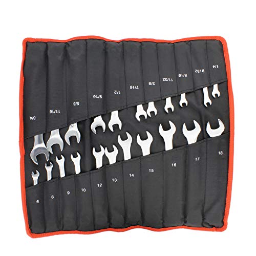 ABN Combo Ratchet Wrench Set SAE and Metric Sizes - 22 Pc Ratcheting Wrench Set with Travel Pouch