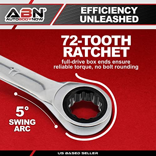 ABN Combo Ratchet Wrench Set SAE and Metric Sizes - 22 Pc Ratcheting Wrench Set with Travel Pouch