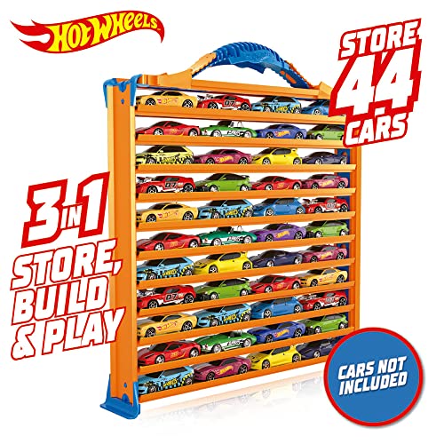 Hot Wheels Rack N' Track Storage for 44 Cars or Other Toys - Showcase, Display Box, Collector's Case, Collector's Box, Multicoloured, Cars are Not Included (HWCC9)