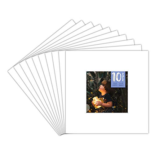 Golden State Art, Pack of 10, 8x8 White Picture Mats Mattes with White Core Bevel Cut for 4x4 Photo