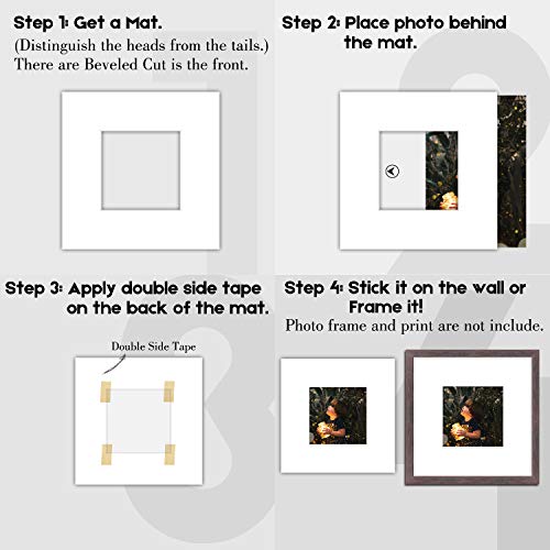 Golden State Art, Pack of 10, 8x8 White Picture Mats Mattes with White Core Bevel Cut for 4x4 Photo