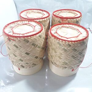 sticky rice basket -kratip size 3 inches (pack of 4) thailand handmade bamboo rice container