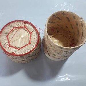 Sticky Rice Basket -Kratip Size 3 Inches (Pack of 4) Thailand Handmade Bamboo Rice Container