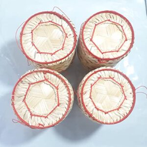 Sticky Rice Basket -Kratip Size 3 Inches (Pack of 4) Thailand Handmade Bamboo Rice Container