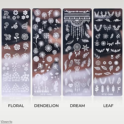 Gel Polish Design Nail Art Stamper - 12Pcs Stamp for Nails Plate Set Stamp Tool for Nails Flower Beauty Butterfly Stamps for Slow Drying Nail Polish - Manicure Set Art Kit