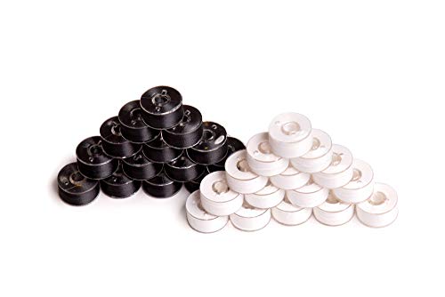 144 Black/White Prewound Bobbins for Brother Embroidery Machine Size A (156) 90 Weight