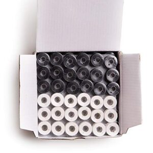 144 black/white prewound bobbins for brother embroidery machine size a (156) 90 weight