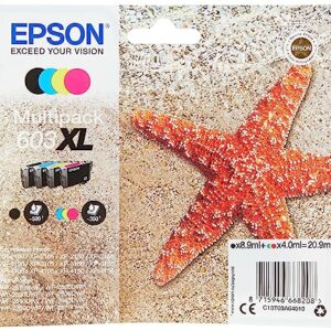 Epson Multipack 603XL Starfish Original XL High Capacity Ink Cartridges 4 Colours Black, Cyan, Magenta, Yellow, XP-2100 XP-2150 XP-3100 XP-3150 XP-4100 WF-2810DWF WF-2820 WF-2830DWF