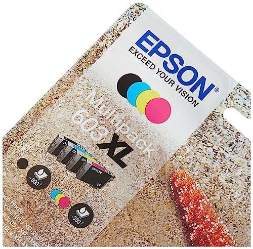 Epson Multipack 603XL Starfish Original XL High Capacity Ink Cartridges 4 Colours Black, Cyan, Magenta, Yellow, XP-2100 XP-2150 XP-3100 XP-3150 XP-4100 WF-2810DWF WF-2820 WF-2830DWF