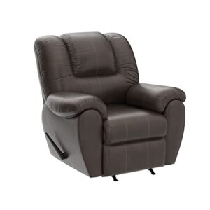 signature design by ashley mcgann modern faux leather manual pull rocker recliner, brown