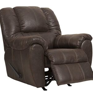 Signature Design by Ashley McGann Modern Faux Leather Manual Pull Rocker Recliner, Brown