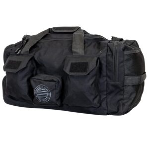 serious steel fitness gym bag | 1000d nylon duffel bag | heavy duty (mid bud - black)
